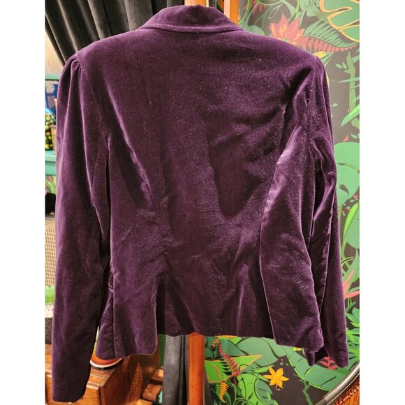 NEW Vintage Forever Velvet Blazer Purple, Gold Buttons Large - Picture 3 of 16